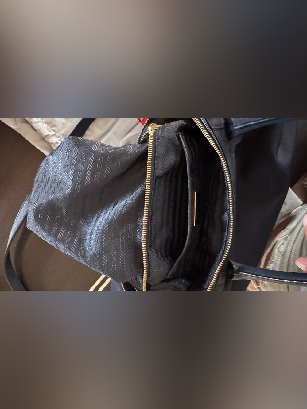 Prada Black Nylon Shoulder Tote with Gold Hardware - Picture 13 of 16